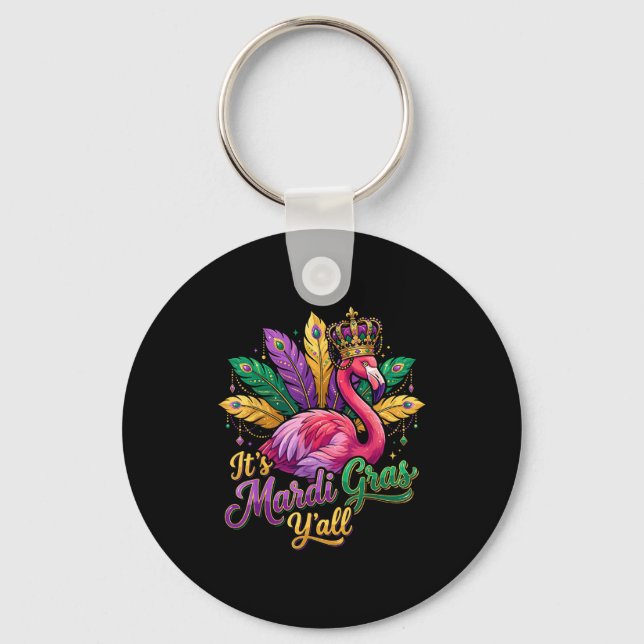 Llavero Funny Carnival Party Gift Idea Flamingo Mardi Gras (Anverso)