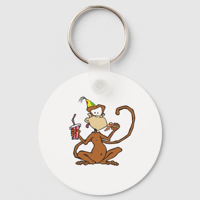 Llavero Funny Cartoon Pizza Monkey (Anverso)