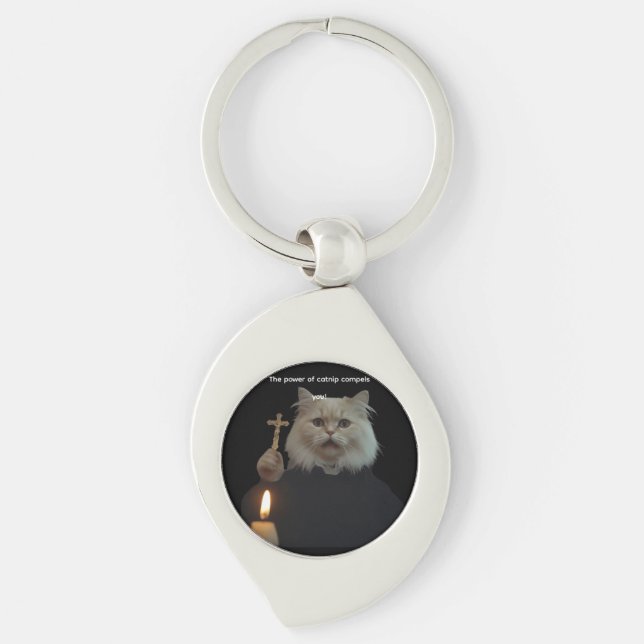 Llavero Funny Cat Exorcist Keychain - Catnip Compels You (Anverso)