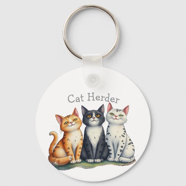 Llavero Funny Cat Herder Custom Name Cat Lover (Anverso)