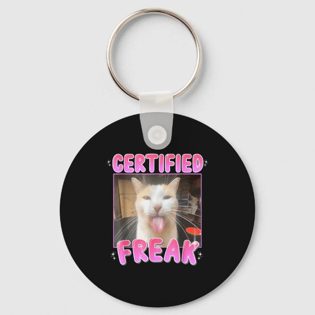 Llavero Funny Cat Lover Certified Freak Eat Cement Cursed  (Anverso)