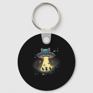 Llavero Funny Cat Ufo Cute Kitty Space Spaceship Alien Aes