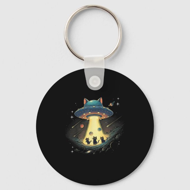Llavero Funny Cat Ufo Cute Kitty Space Spaceship Alien Aes (Anverso)