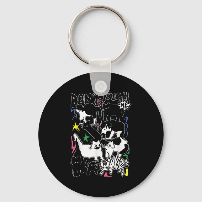 Llavero Funny Cats Don't Touch Me Cat Lovers Men Women  (Anverso)