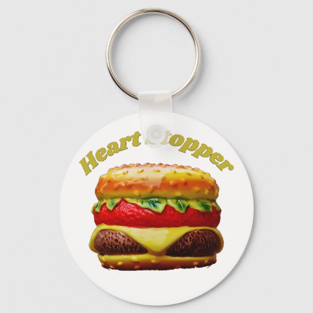 Llavero Funny Cheeseburger Heart Stopper Design  (Anverso)