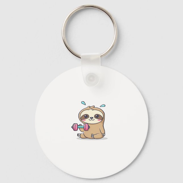 Llavero Funny Chibi Sloth Workout Cute Kawaii Gym Personal (Anverso)