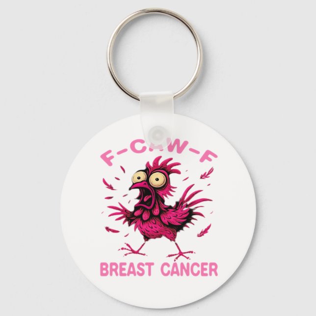 Llavero Funny Chicken F-Caw-F Breast Cancer Awareness Vint (Anverso)