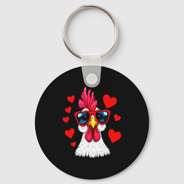 Llavero Funny Chicken Valentines Day Heart Chicken Couple  (Anverso)