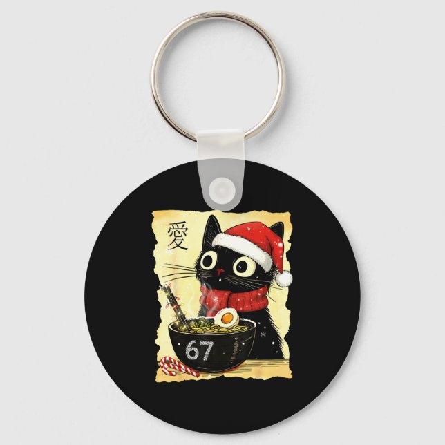 Llavero Funny Christmas 67 Six Seven Cat Ramen Japanese Ka (Anverso)
