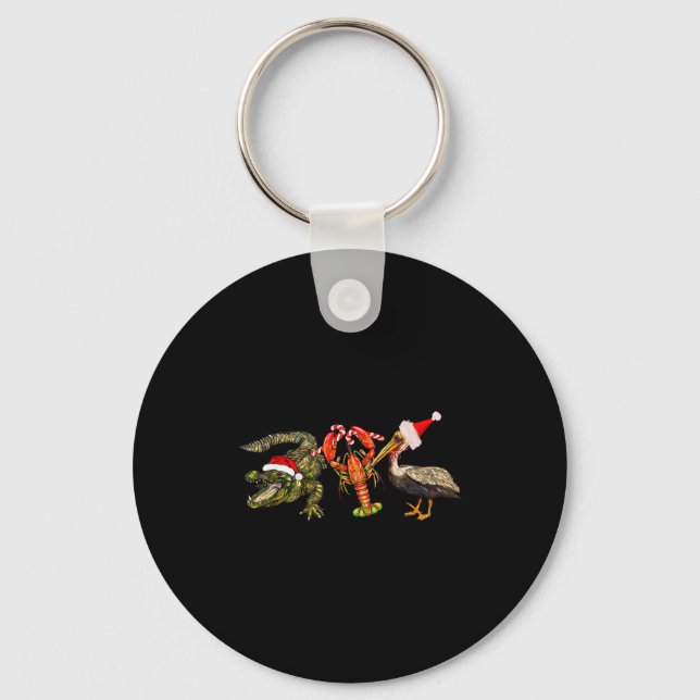 Llavero Funny Christmas Alligator Pelican Crawfish Holiday (Anverso)