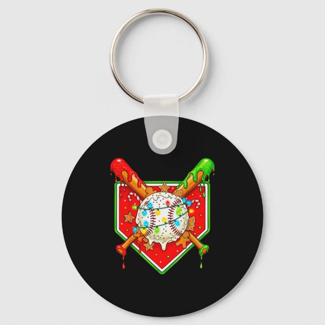 Llavero Funny Christmas Baseball Ice Cream Drip Men Women  (Anverso)