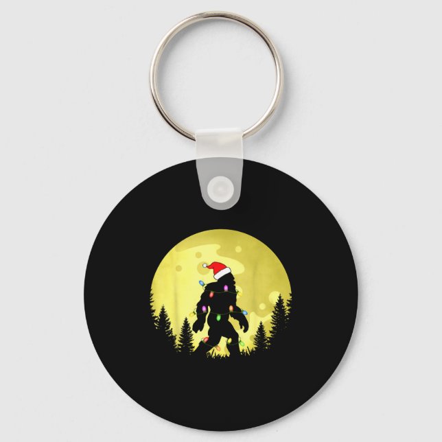 Llavero Funny Christmas Bigfoot Santa Hat Moon Sasquatch M (Anverso)