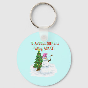 Llavero Funny Christmas cartoon of lady snowman