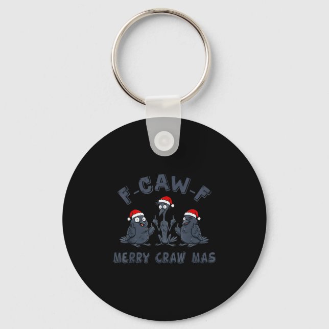 Llavero Funny Christmas Crow Graphic – F-caw-f Merry Craw  (Anverso)