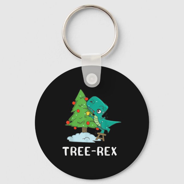 Llavero Funny Christmas Dinosaurs Christmas Tree Rex Cute  (Anverso)
