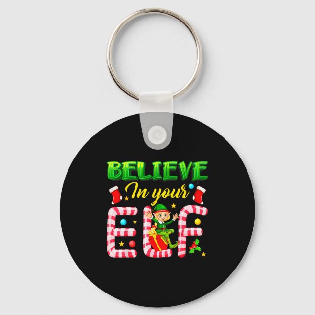 Llavero Funny Christmas Elf Design Believe In Your Elf Men (Anverso)