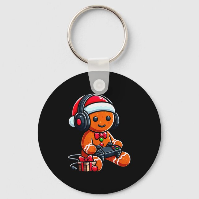 Llavero Funny Christmas Gamer Gingerbread Xmas Gaming Men  (Anverso)