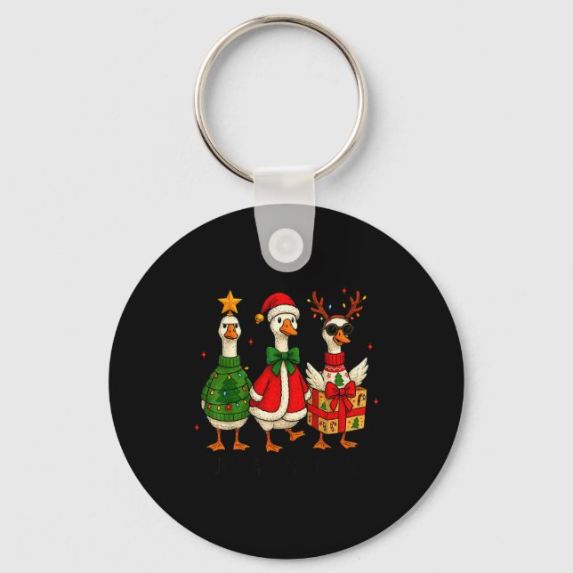 Llavero Funny Christmas Goose Jolly Geese Santa Reindeer X (Anverso)