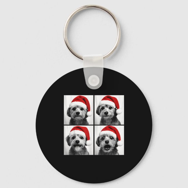 Llavero Funny Christmas Morkie Santa Dog Lover Photo Booth (Anverso)