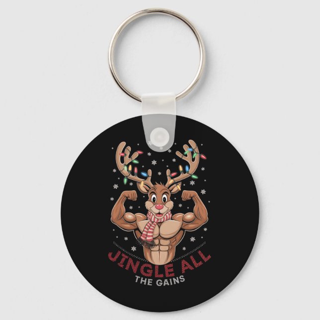 Llavero Funny Christmas Reindeer Gym Workout Jingle All Th (Anverso)