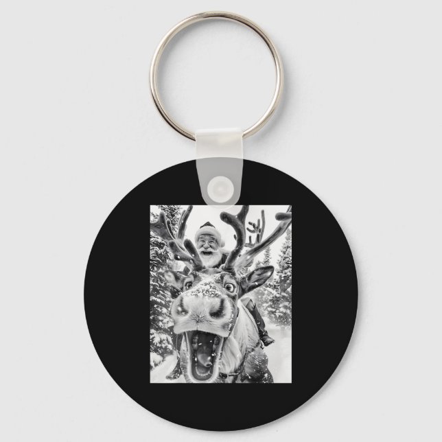 Llavero Funny Christmas Reindeer Selfie Santa Claus Xmas S (Anverso)