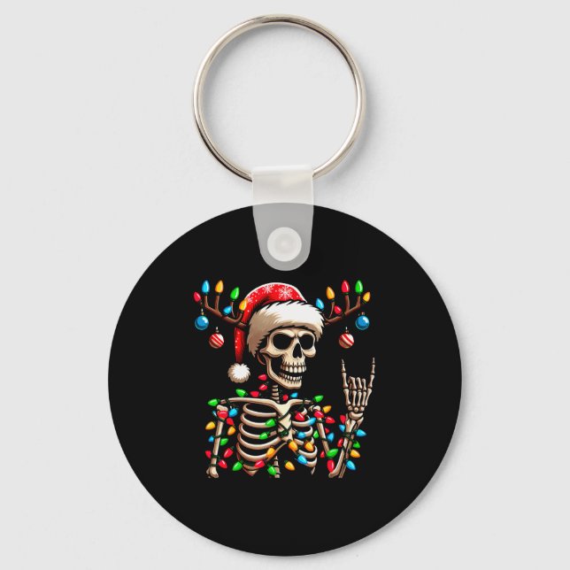 Llavero Funny Christmas Skeleton Santa Hat Xmas Vibes For  (Anverso)