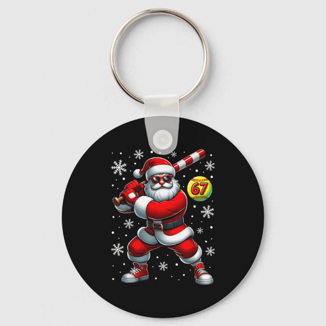 Llavero Funny Christmas Softball Cool Santa Claus 6 7 Meme (Anverso)