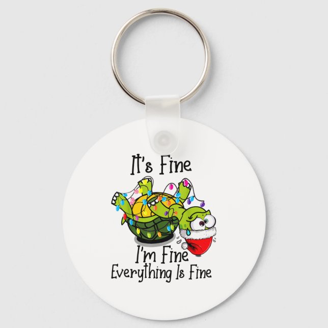 Llavero Funny Christmas Turtle It's Fine I'm Fine Everythi (Anverso)
