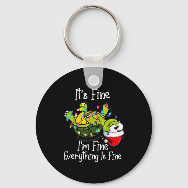 Llavero Funny Christmas Turtle It's Fine I'm Fine Everythi (Anverso)