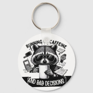 Llavero Funny Coffee Raccoon – Caffeine & Bad Choices Art