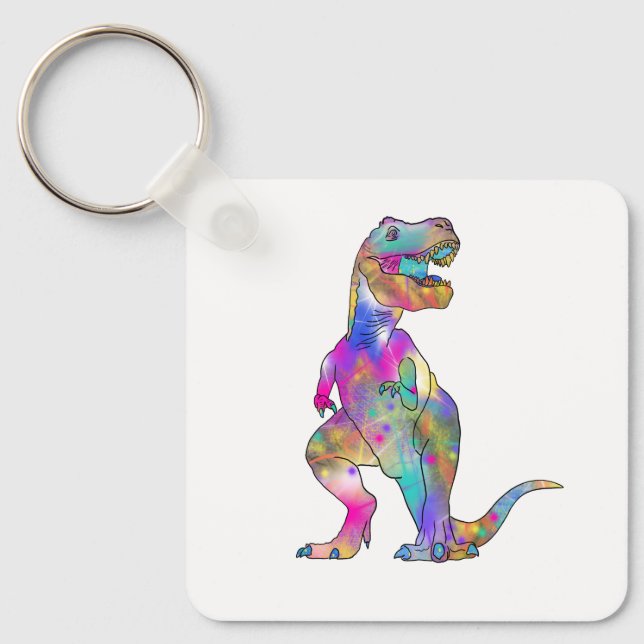 Llavero Funny Colorful T Rex Psychedelaur Art (Anverso)
