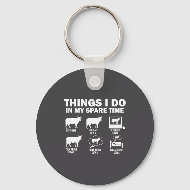 Llavero Funny Cow 6 Things I Do In My Spare Time Cows  (Anverso)