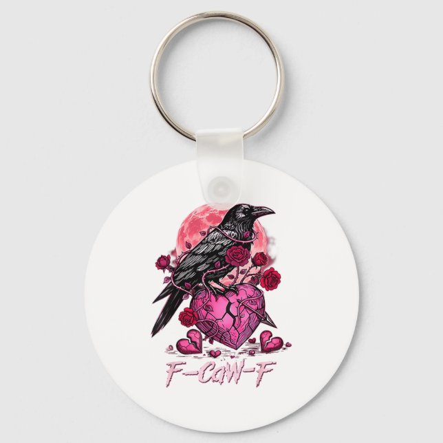 Llavero Funny Crow F-caw-f Valentines Day Black Bird Fcawf (Anverso)