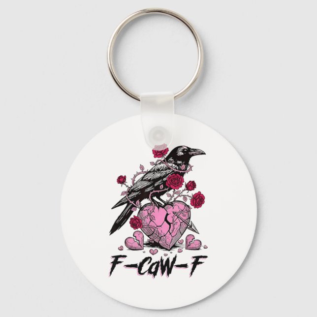 Llavero Funny Crow F-caw-f Valentines Day Black Bird Fcawf (Anverso)