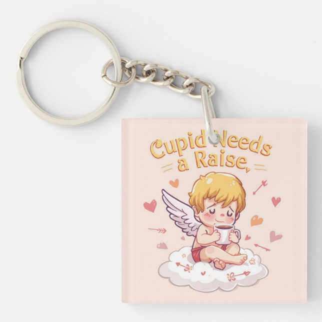 Llavero ​Funny Cupid "Cupid Needs a Raise" Cute (Frente)