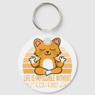 Llavero Funny cute cat doing yoga. funny yoga quotes