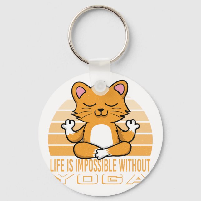 Llavero Funny cute cat doing yoga. funny yoga quotes (Anverso)