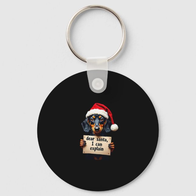 Llavero Funny Dachshund Christmas Dear Santa I Can Explain (Anverso)