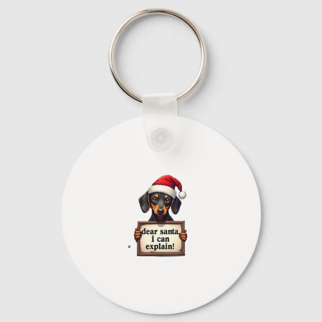 Llavero Funny Dachshund Christmas Dear Santa I Can Explain (Anverso)