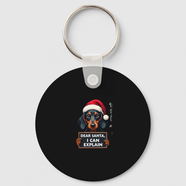 Llavero Funny Dachshund Christmas Dear Santa I Can Explain (Anverso)