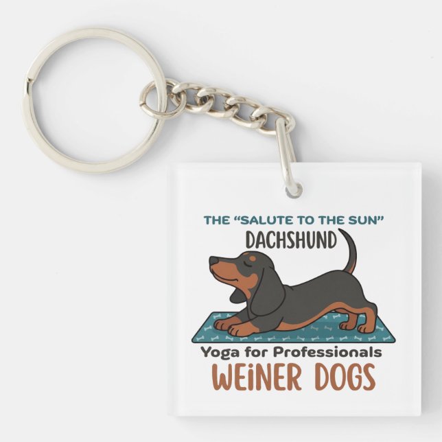 Llavero Funny dachshund doing the sun salutation (yoga) (Frente)