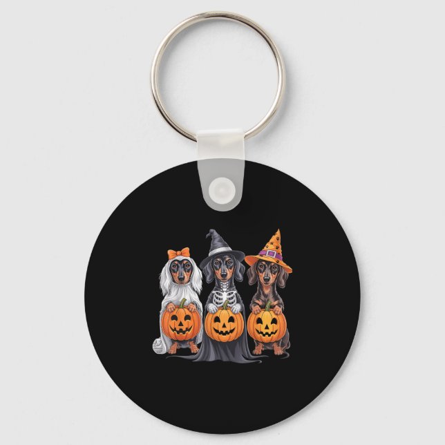 Llavero Funny Dachshund Halloween Calabaza Weenie Dog Skel (Anverso)