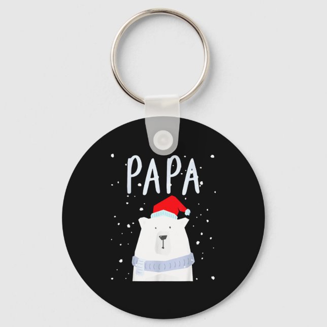Llavero Funny Dad Bear Christmas Saint Hat Couples Family  (Anverso)