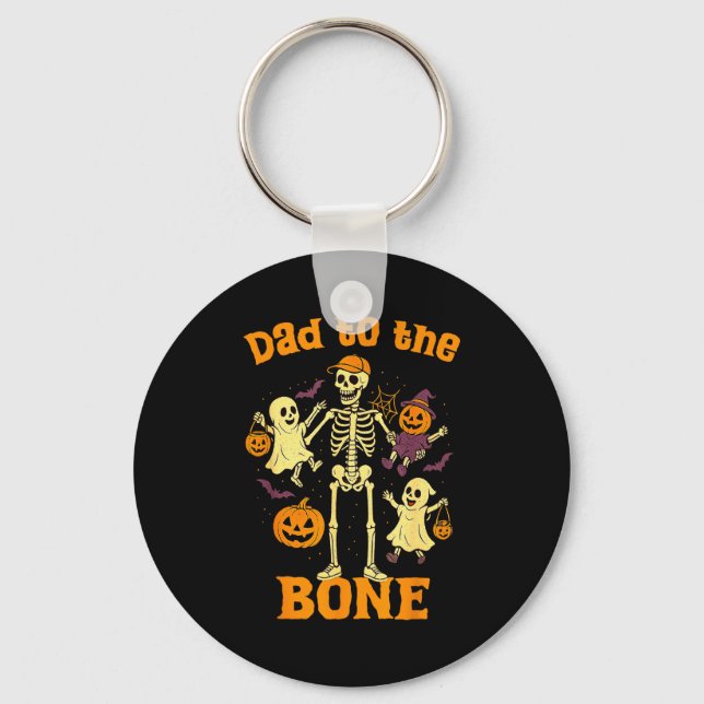 Llavero Funny Dad To The Bone Skeleton With Kids Halloween (Anverso)