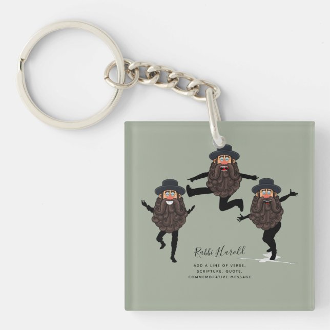 Llavero FUNNY Dancing RABBI personalizado con texto (Frente)