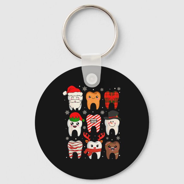 Llavero Funny Dental Christmas Teeth Cute Xmas Dentist Squ (Anverso)