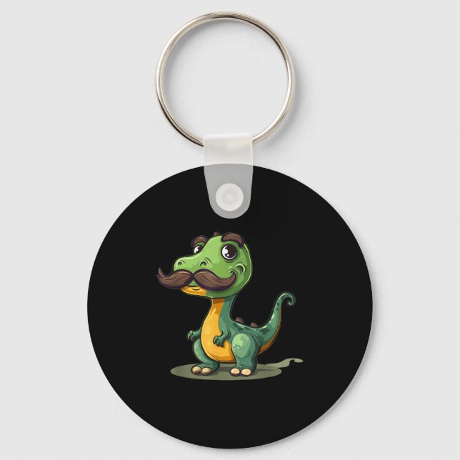 Llavero Funny Dinosaur With Mustache Beard For Adults And  (Anverso)
