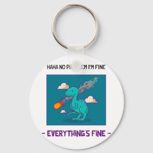 Llavero Funny Dinosaurio Asteroide Todo está bien