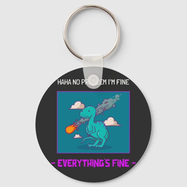 Llavero Funny Dinosaurio Asteroide Todo está bien (Anverso)