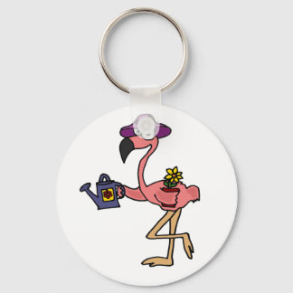 Llavero Funny Diseño de Jardinería Rosa Flamingo